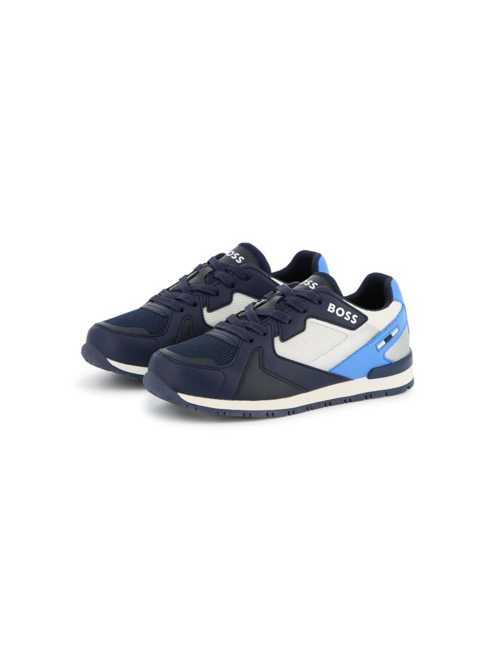 BOSS Kidswear colourblock sneakers - Blauw