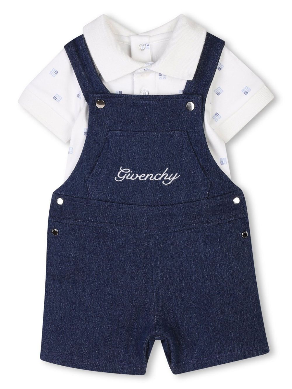 Givenchy Kids Tuinbroek en romper met geborduurd logo Blauw