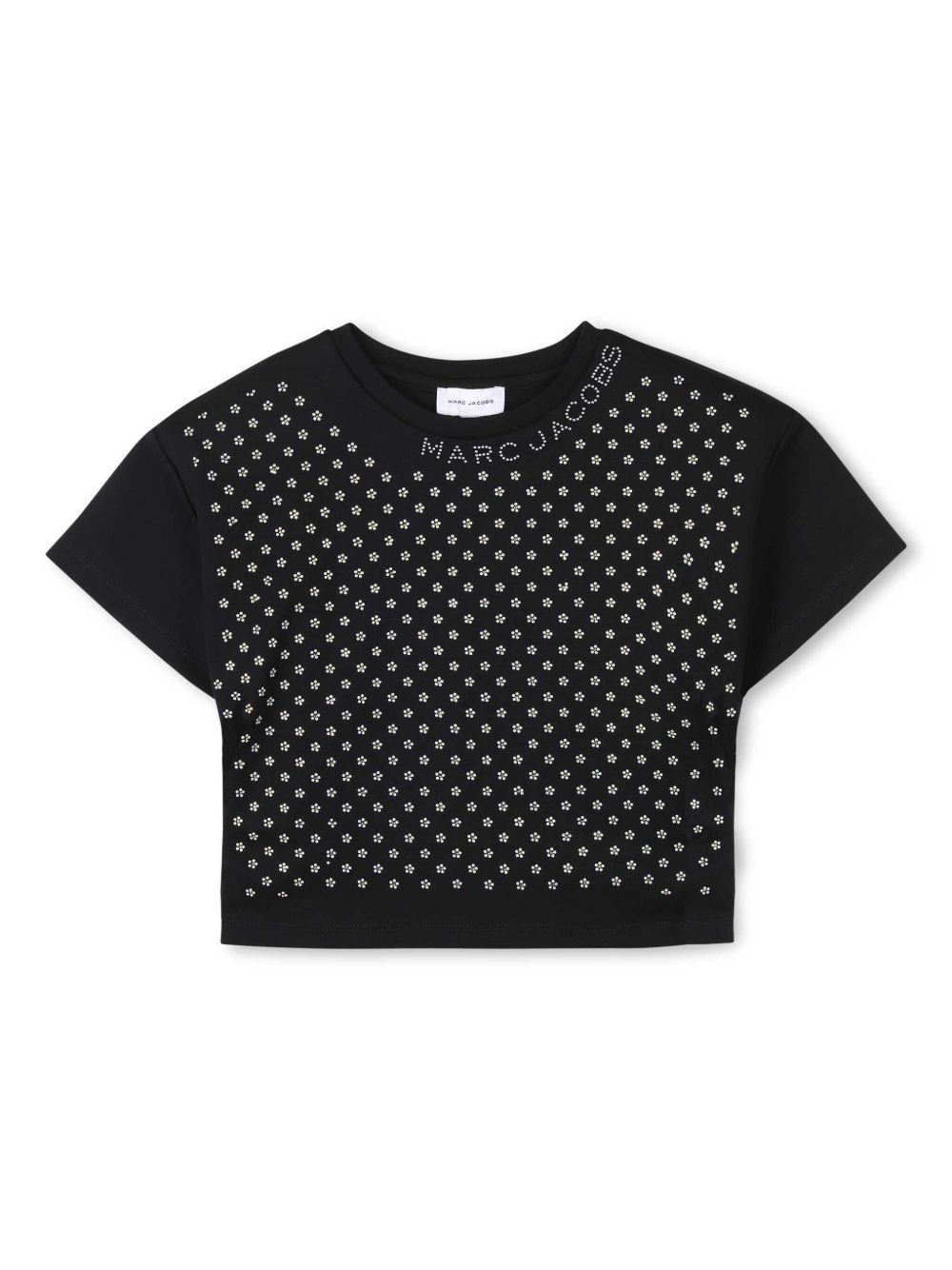 Marc Jacobs Kids Katoenen T-shirt met bloemapplicatie Zwart