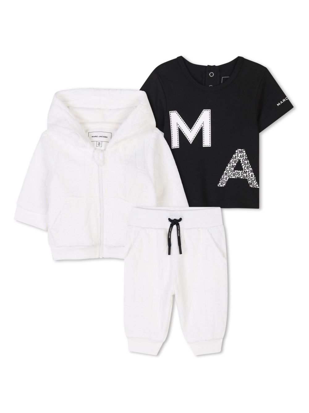 Marc Jacobs Kids logo t-shirt, trousers and cardigan set - White