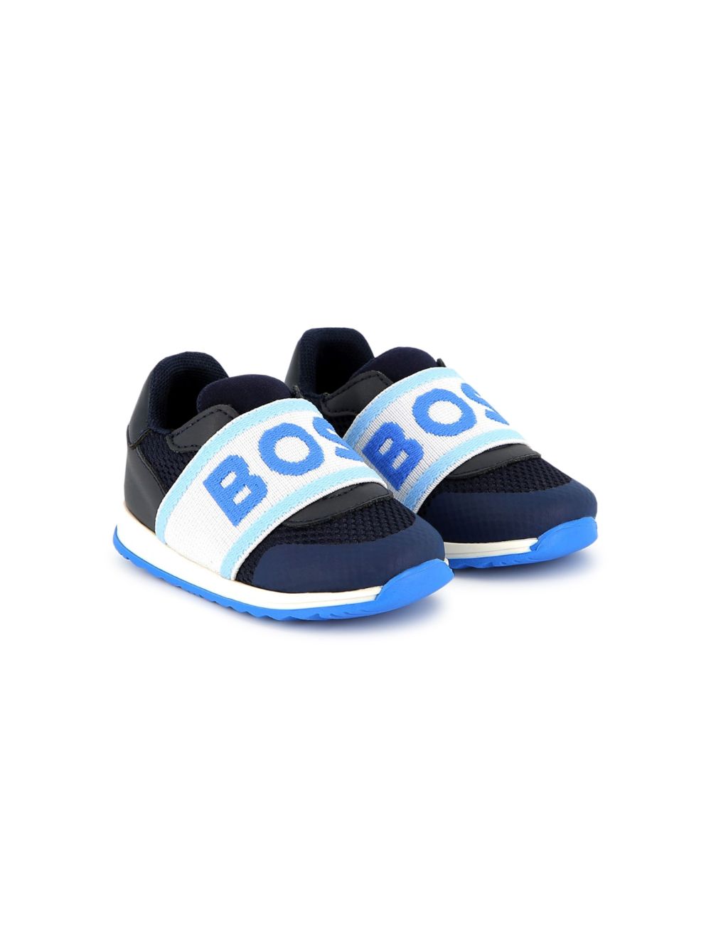 BOSS Kidswear Sneakers met logoband Blauw