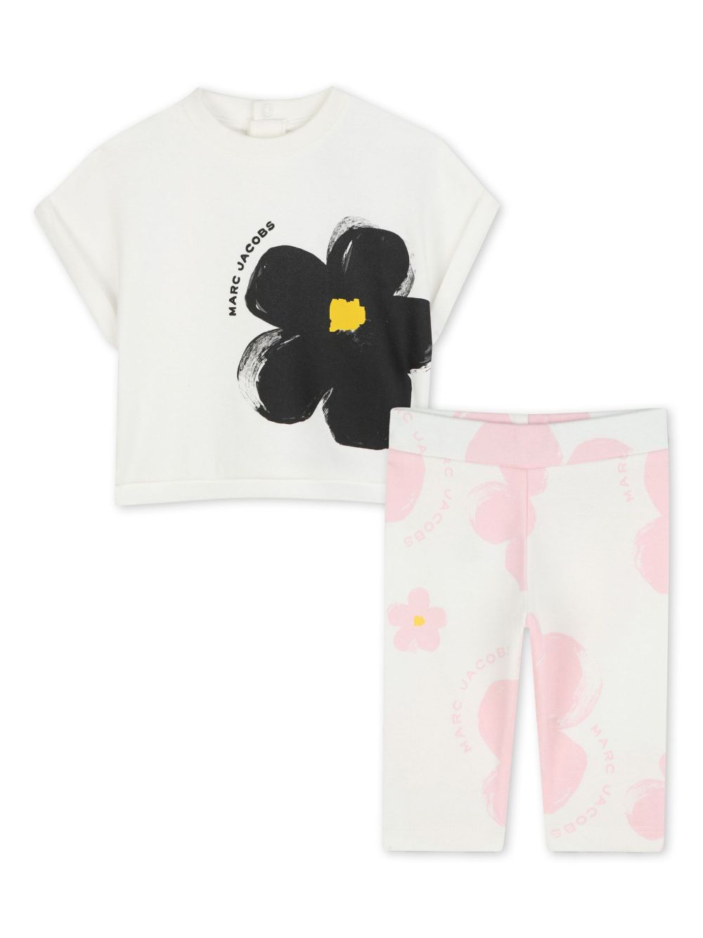 Marc Jacobs Kids T-shirt en broek met bloe print Beige