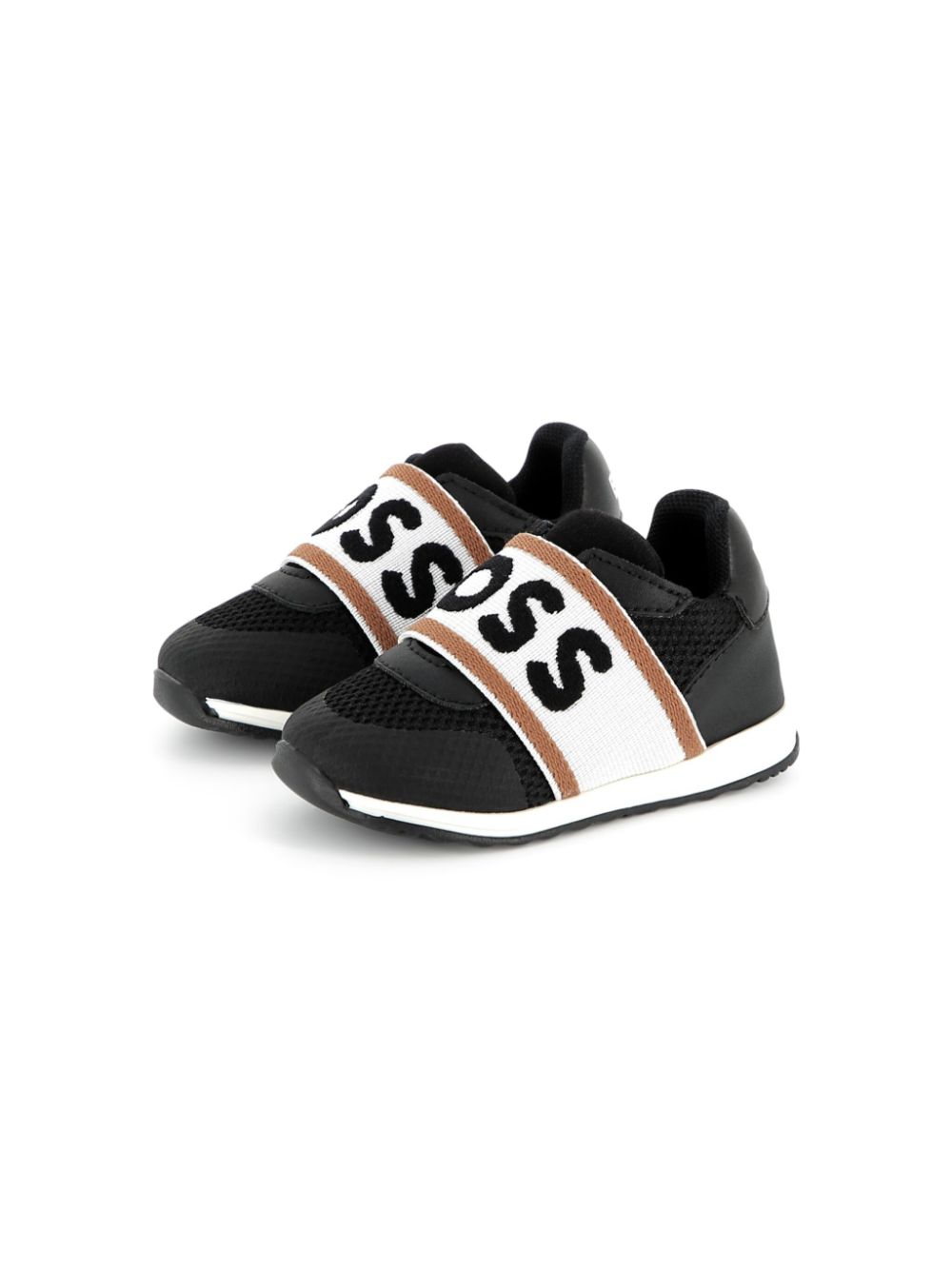 BOSS Kidswear Sneakers met logoband Zwart