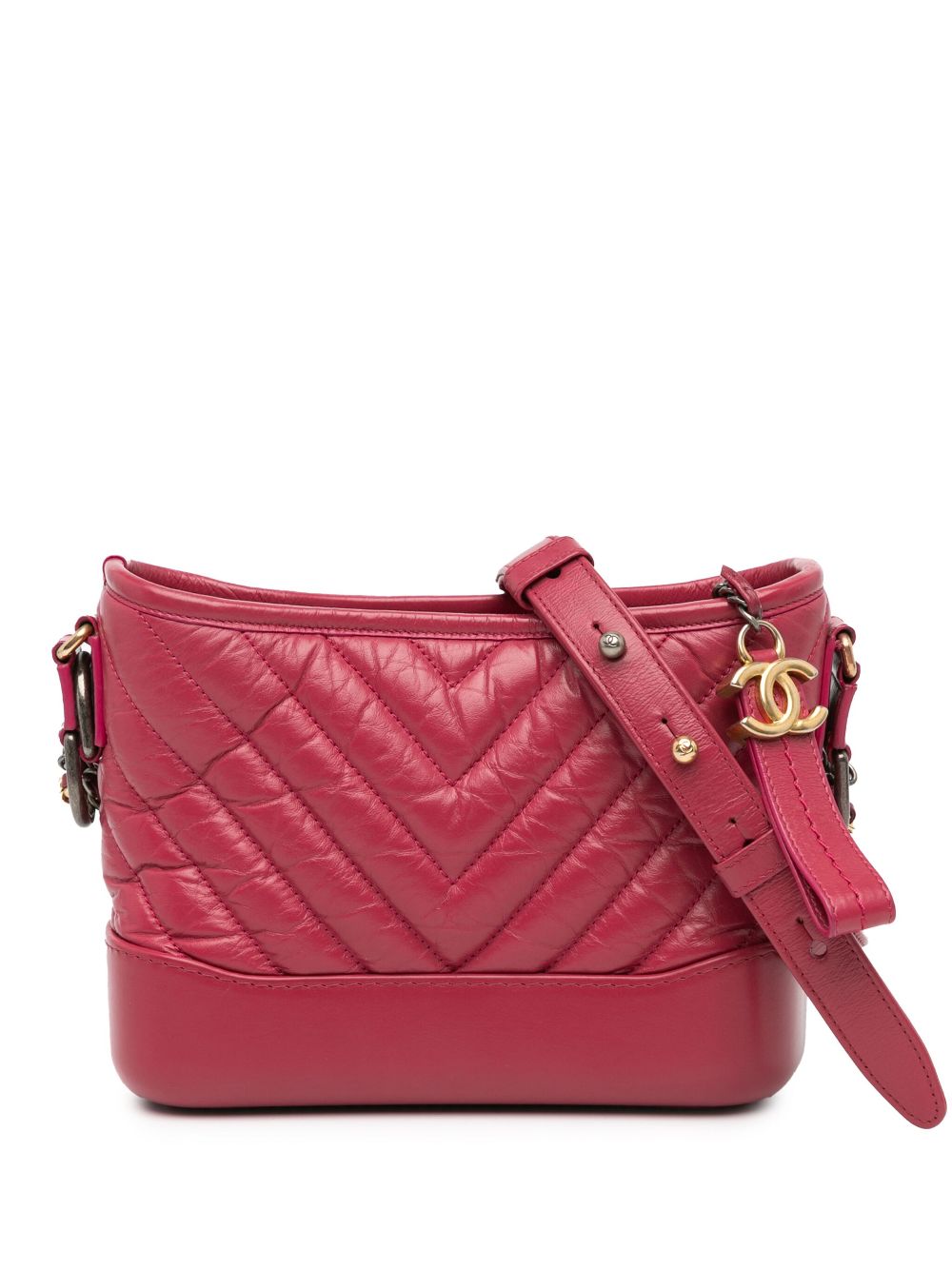 CHANEL Pre Owned 2018 2019 Small Chevron Aged Calfskin Gabrielle Crossbody Bag Pink FARFETCH