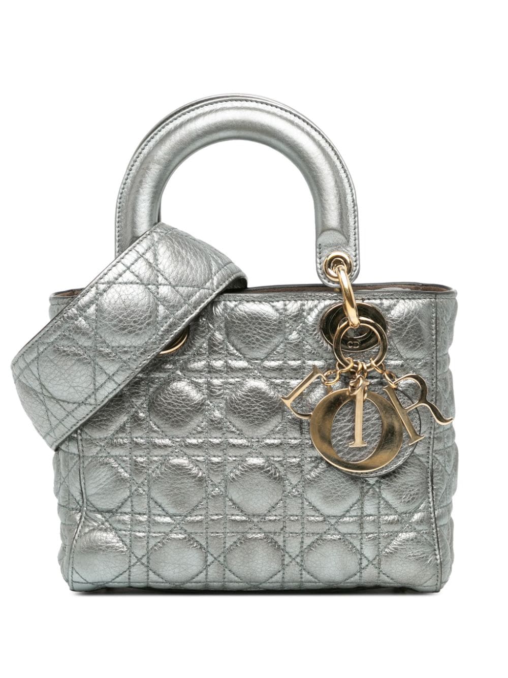 Lady dior metallic silver bag sale