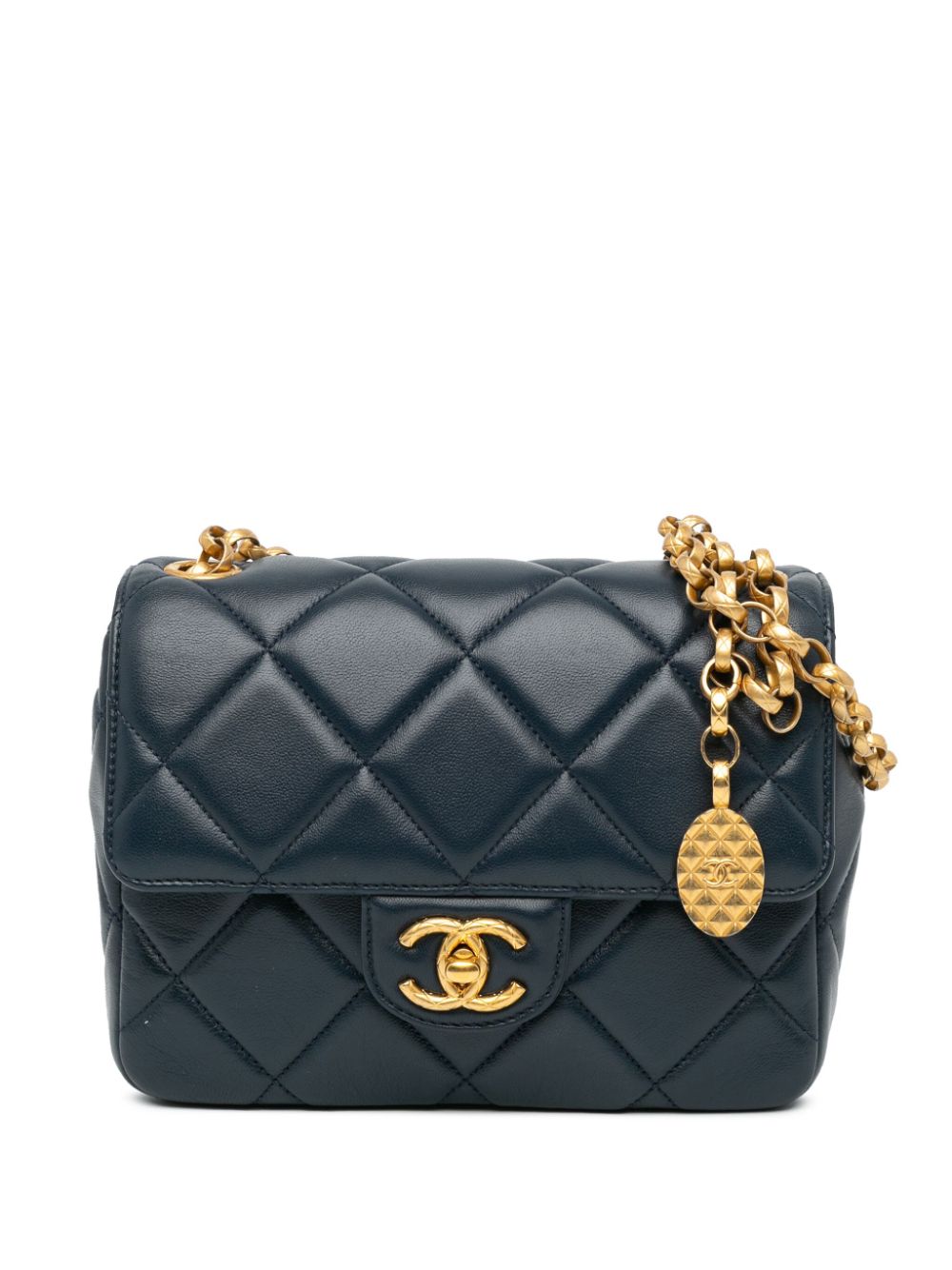 CHANEL 2021-2024 Mini Square CC Quilted Lambskin Flap crossbody bag Women