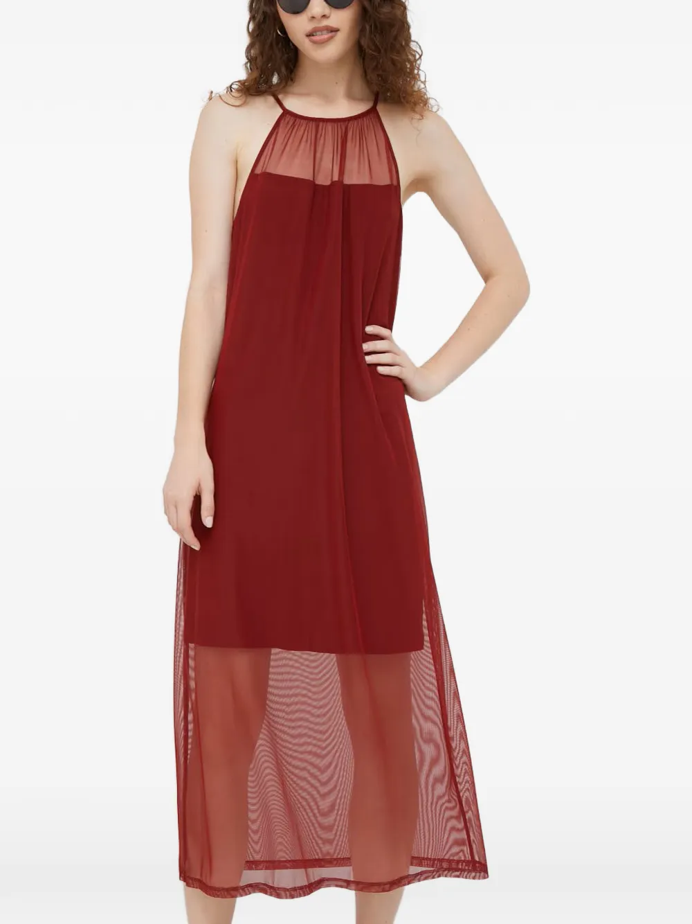 DKNY halterneck midi dress - Rosso