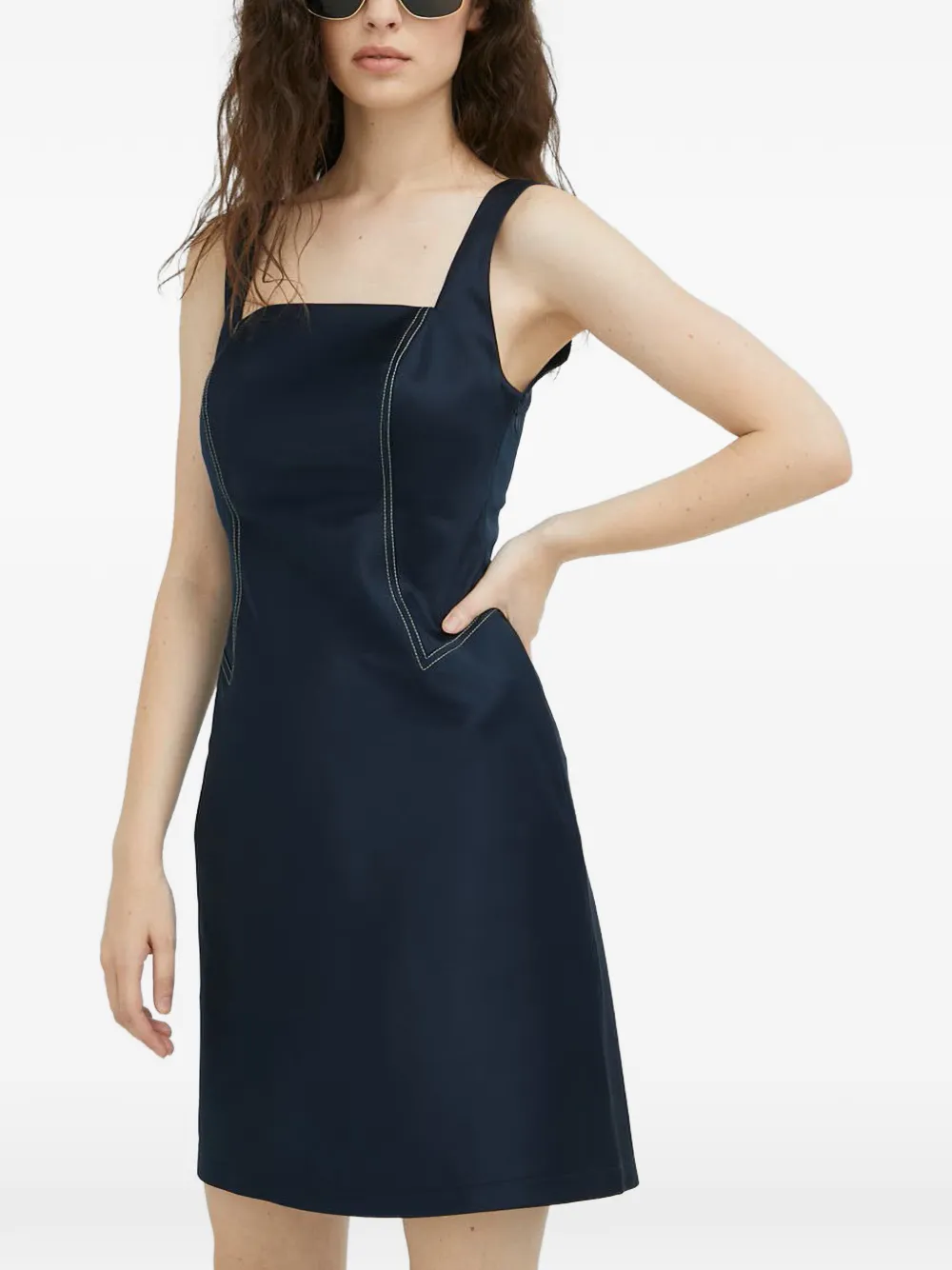 SAMSOE SAMSOE square-neck seam-detail mini dress - Blu