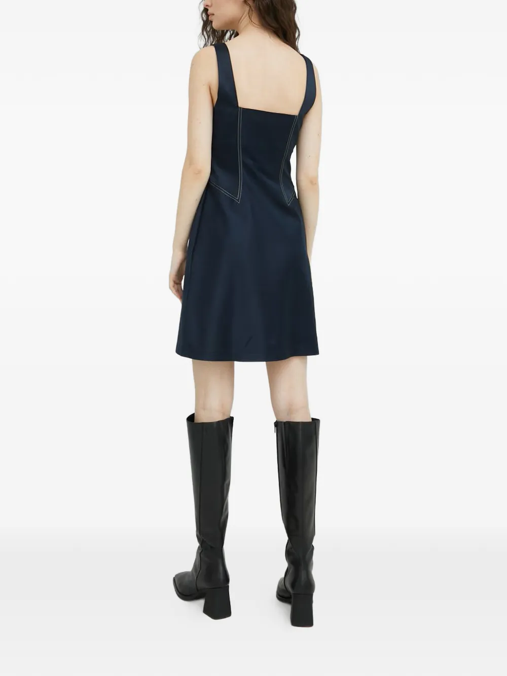  Samsoe Samsoe Square-neck Seam-detail Mini Dress - Blue 
