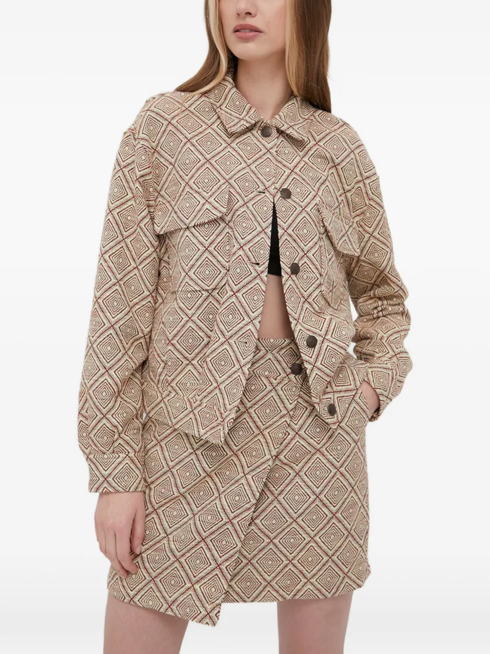 Samsoe & Samsoe Patterned Buttoned Jacket In Brown