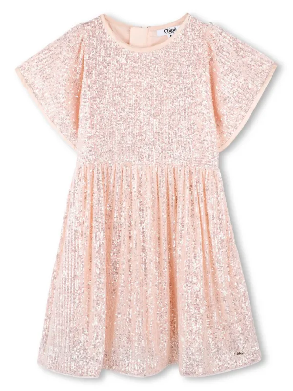 Chloé Kids Sequinned Dress Pink FARFETCH IL