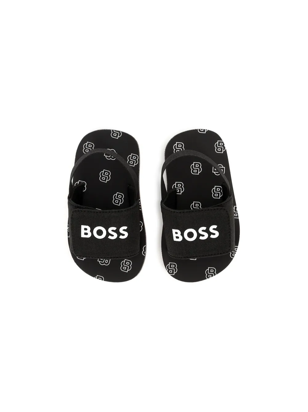 BOSS Kidswear Sandalen met logoprint Zwart