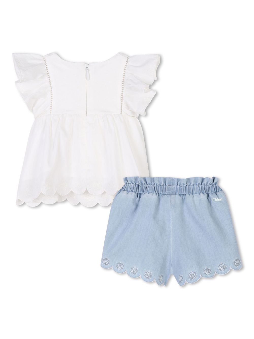 Chloé Kids Katoenen tuniek en shorts - Wit