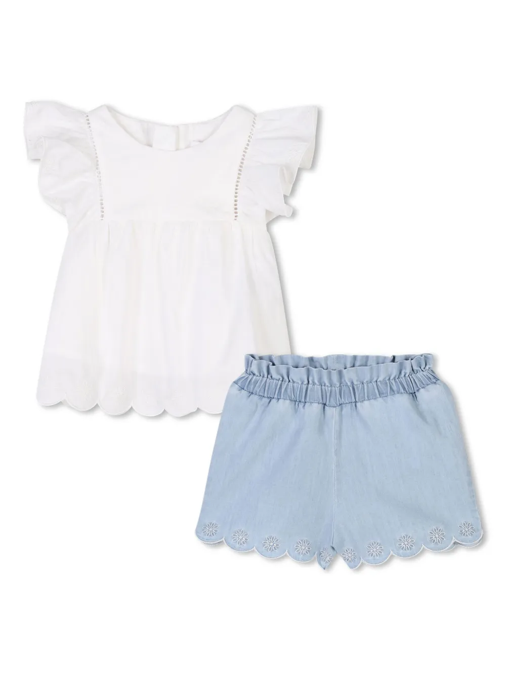 Chloé Kids Katoenen tuniek en shorts Wit