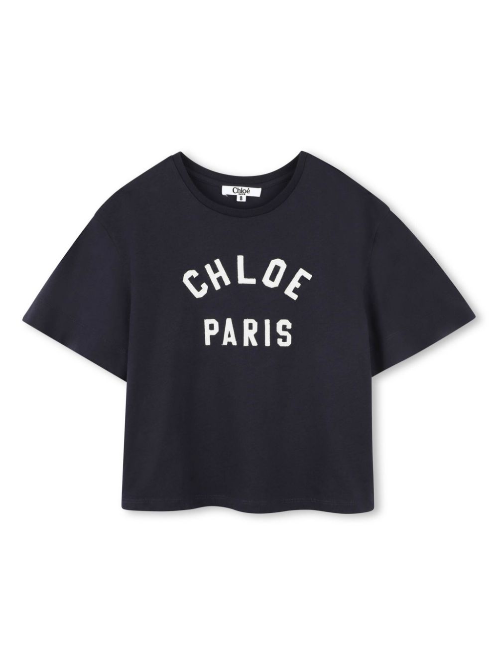 Chloé Kids logo-embroidered T-shirt - Blue