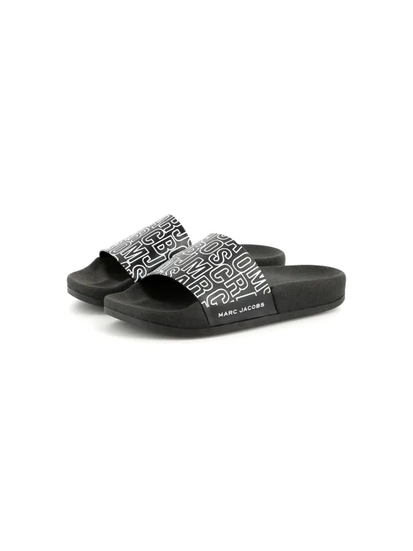Marc Jacobs Black Logo Slide Sandals with White Lettering Marc Jacobs Women main image 4