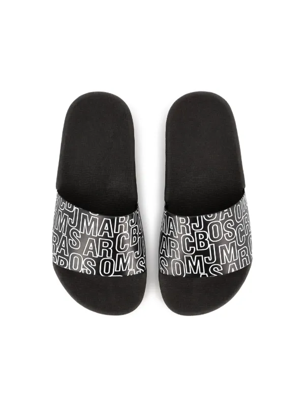 Marc Jacobs Black Logo Slide Sandals with White Lettering Marc Jacobs Women main image 3