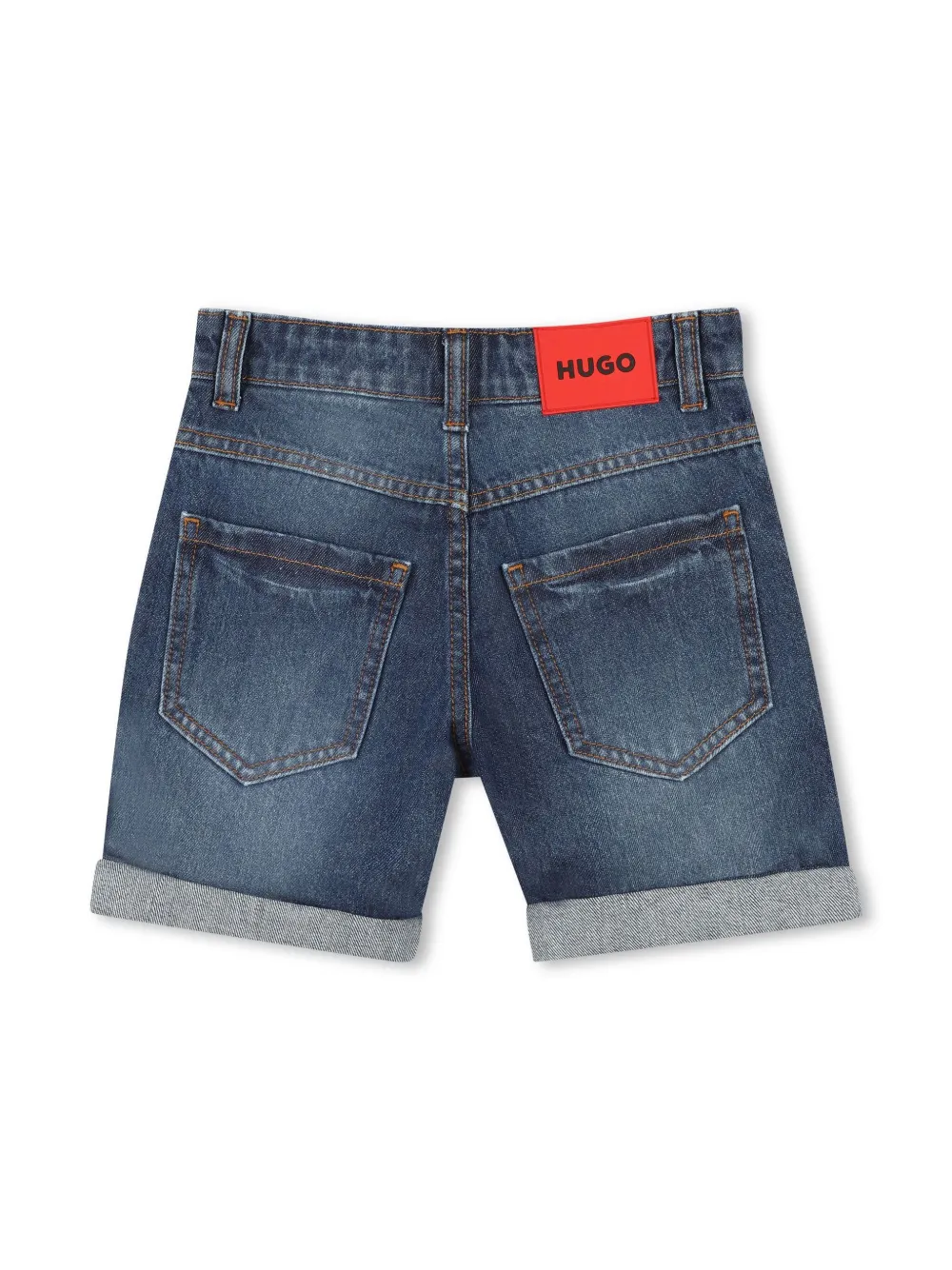 HUGO KIDS Spijkershorts met logopatch - Blauw