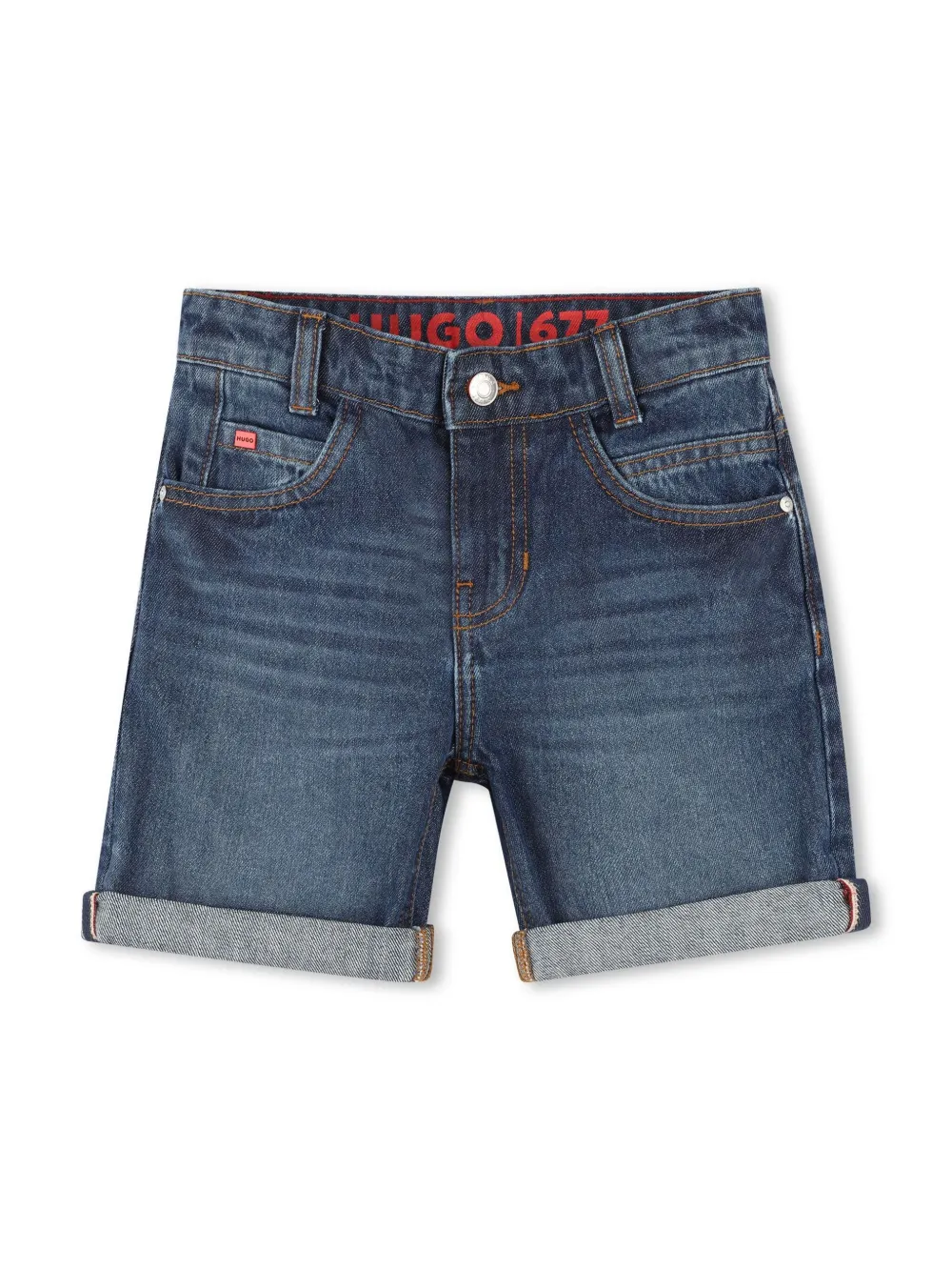 HUGO KIDS Spijkershorts met logopatch Blauw