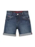 HUGO KIDS logo-patch denim shorts - Blue