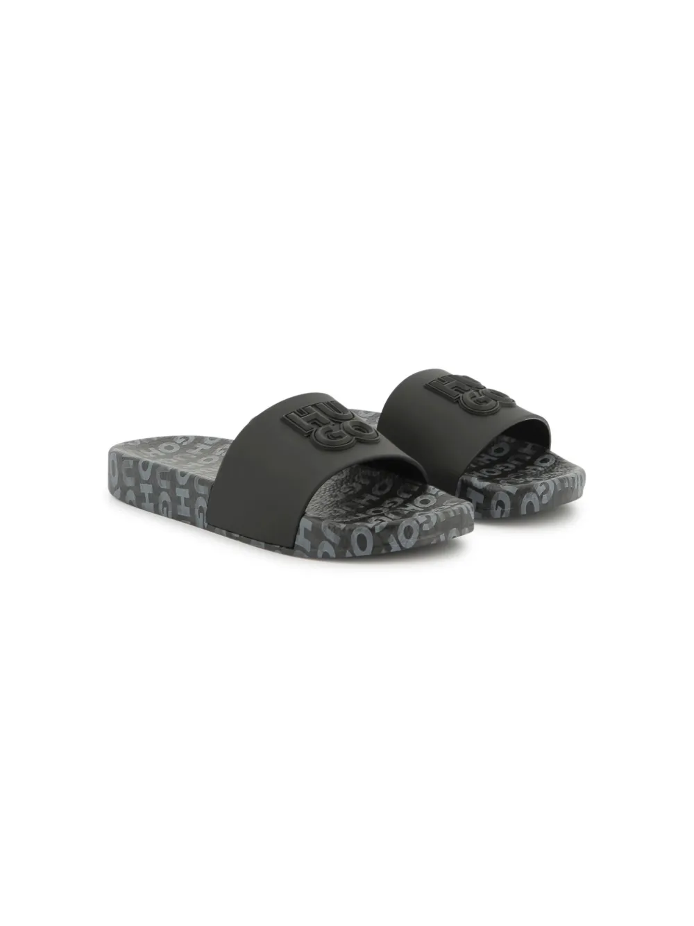 HUGO KIDS logo-lettering slides Black