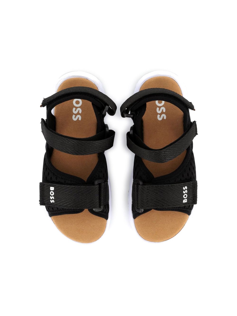 BOSS Kidswear Sandalen met logoprint Zwart