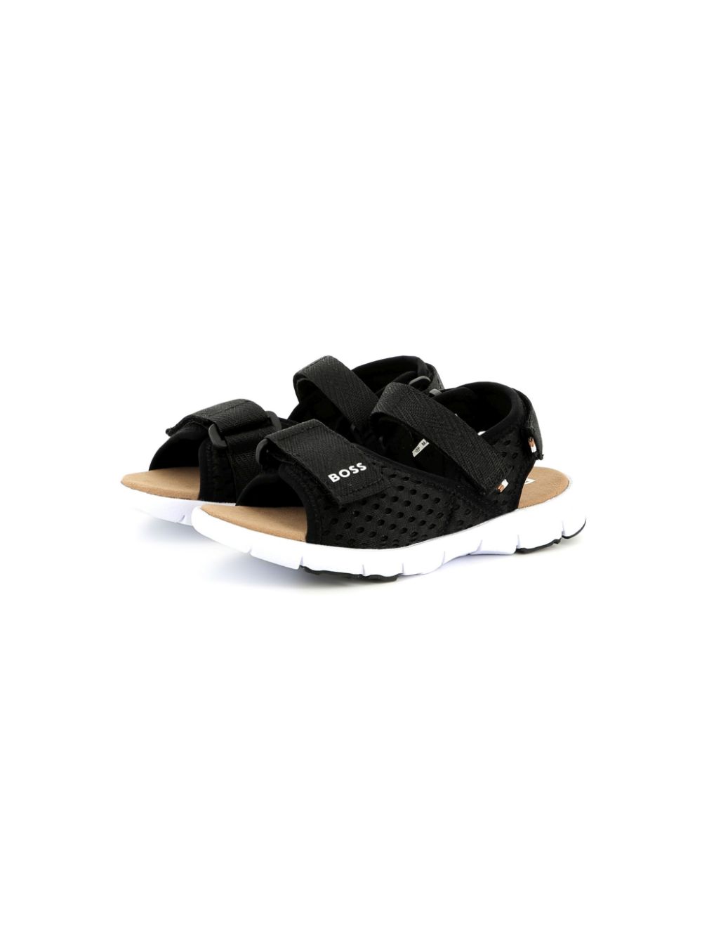 BOSS Kidswear Sandalen met logoprint Zwart