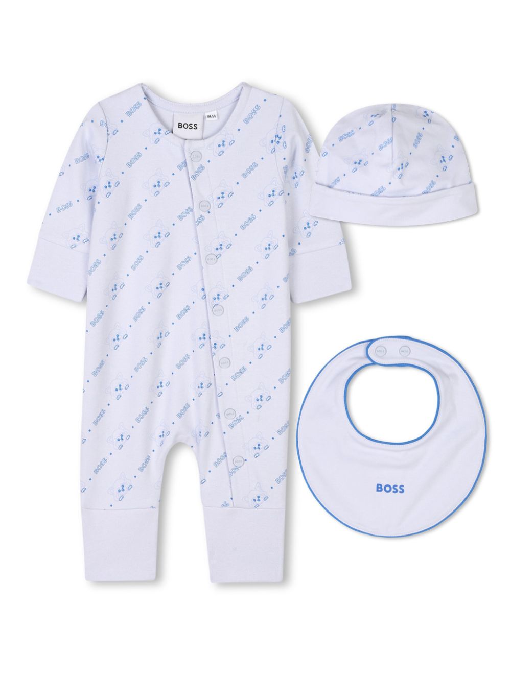 BOSS Kidswear Pyjama en muts met logoprint Wit