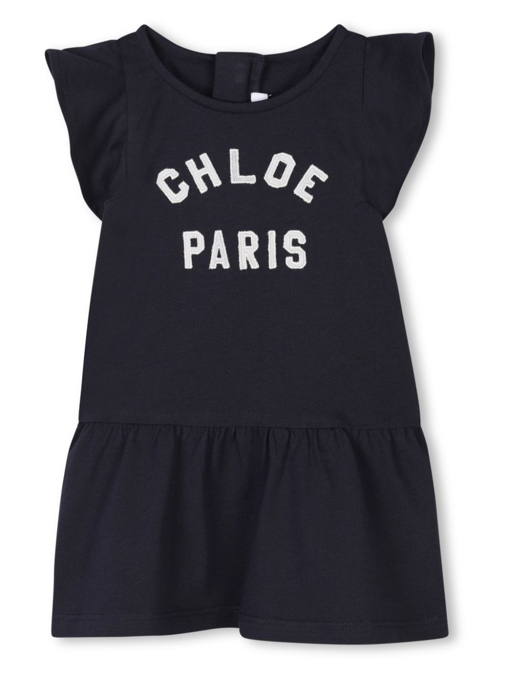 Chloé Kids logo embroidered dress - Blue