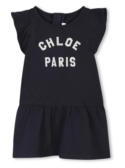 Chloé Kids logo embroidered dress 