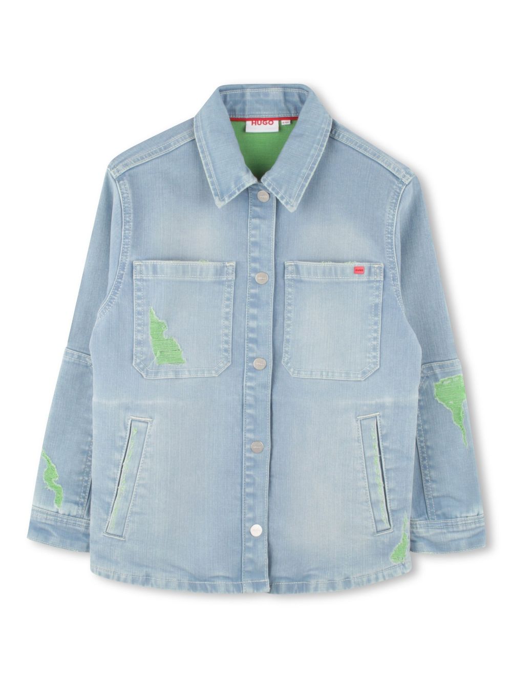 HUGO KIDS ripped-detailing denim shirt - Blue