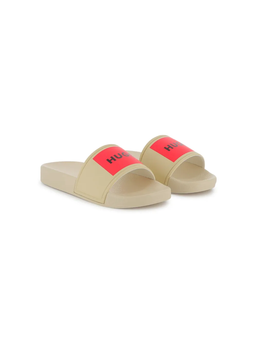 HUGO KIDS logo-print slides Neutrals