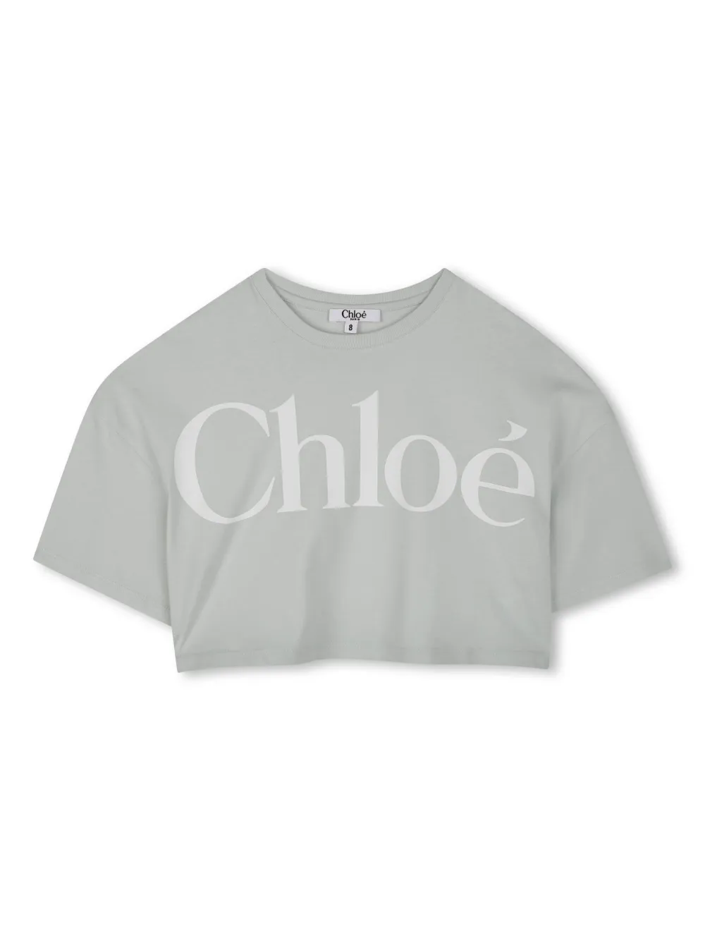 Chloé Kids Cropped T-shirt met logoprint Groen