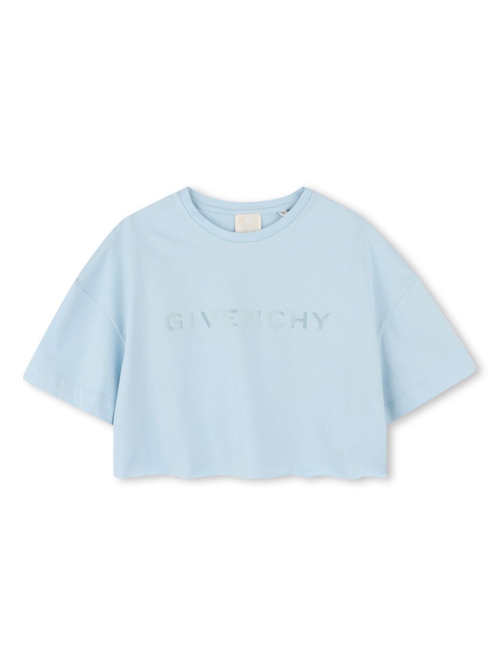 Givenchy Kids Katoenen T-shirt met logoprint Blauw