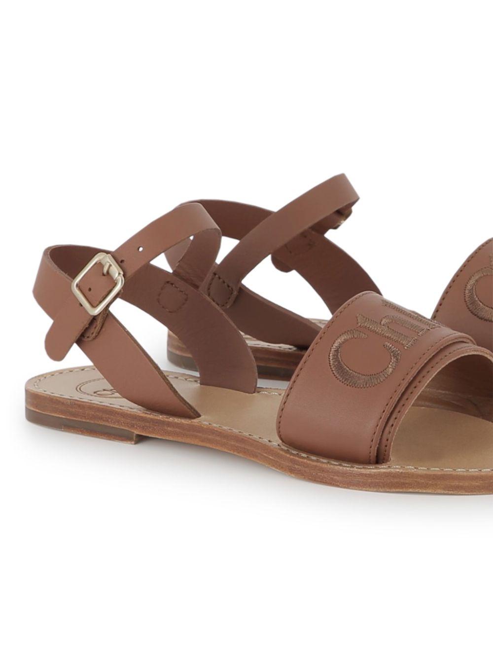 Chloé Kids Sandalen met geborduurd logo - Bruin