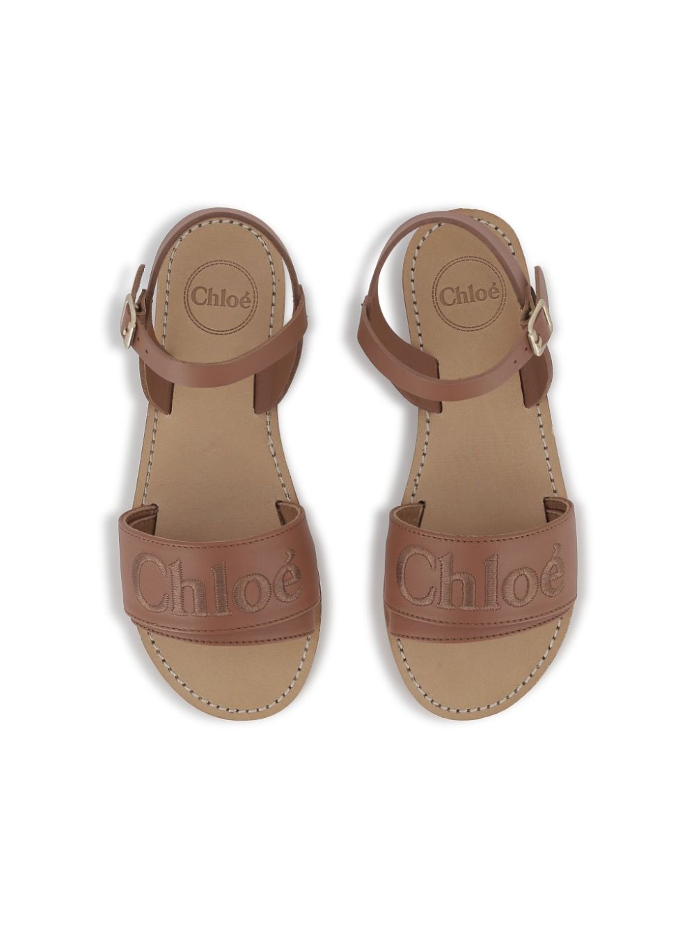 Chloé Kids logo-embroidered sandals Brown