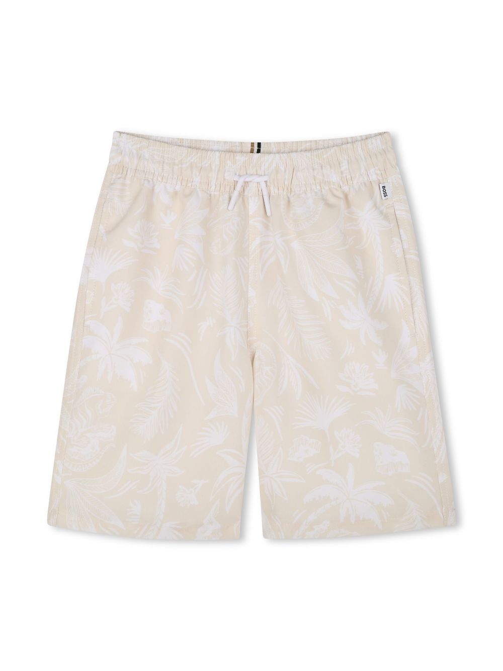 BOSS Kidswear leaf-print swim shorts - Neutrals