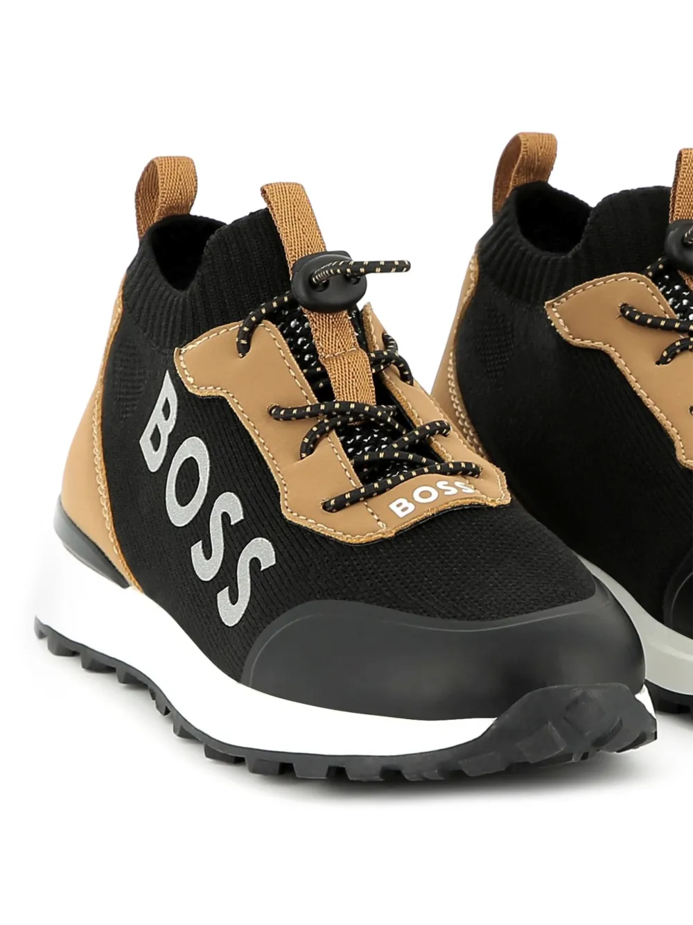 BOSS Kidswear Sneakers met logoprint - Zwart