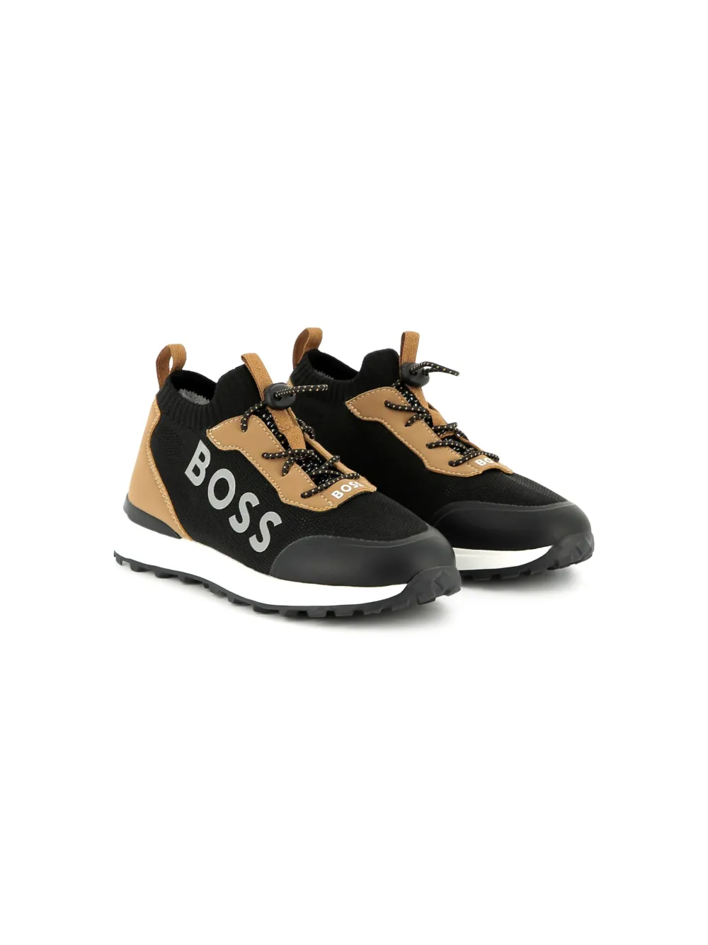 BOSS Kidswear Sneakers met logoprint Zwart