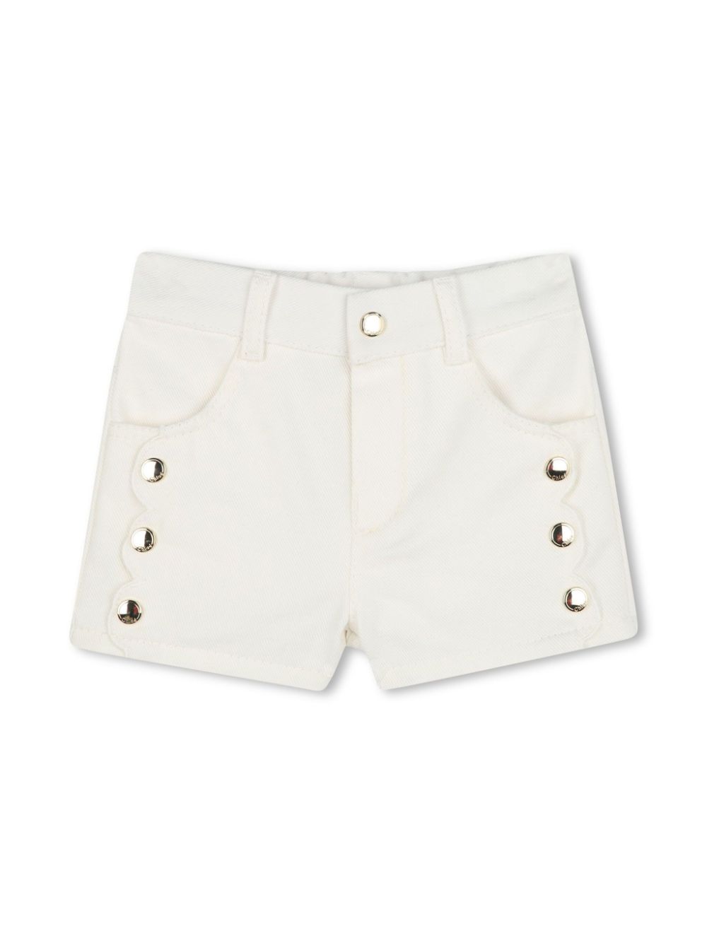 Chloé Kids Spijkershorts met gewelfde afwerking Wit