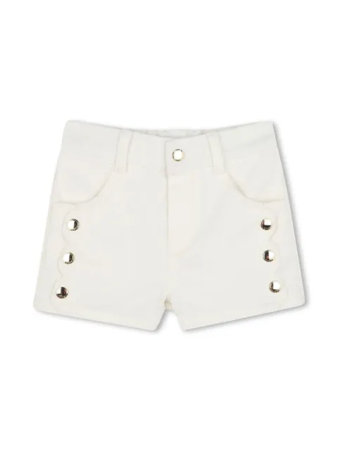 Chloé Kids scallop-edge denim shorts