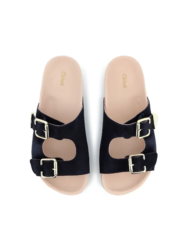 Chloé Kids Suede Slides Blue FARFETCH ID