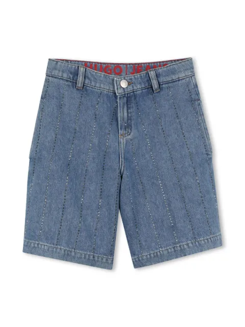 HUGO KIDS rhinestone-embellished denim shorts