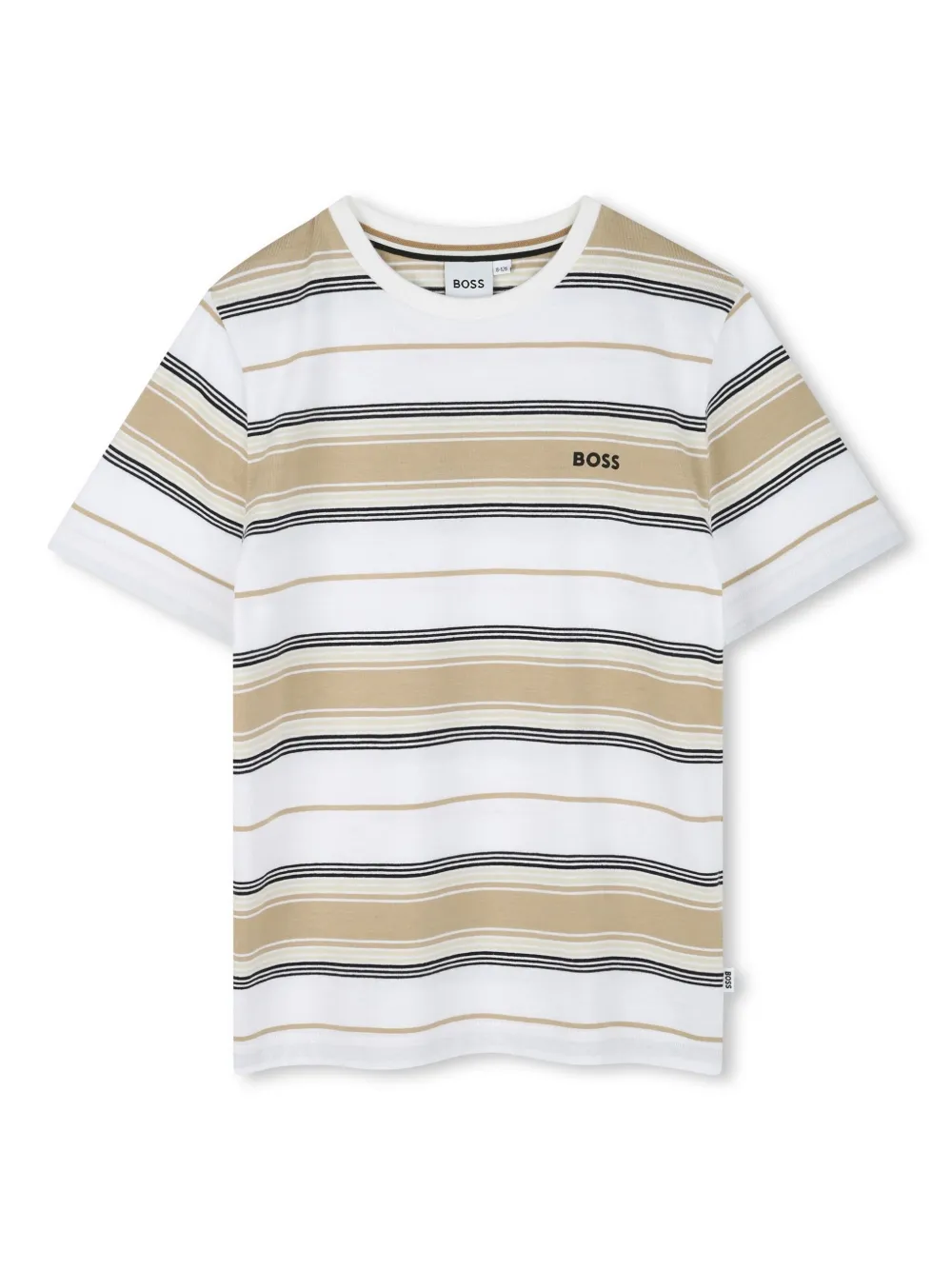 Shop Bosswear Logo-print Striped T-shirt In Neutrals
