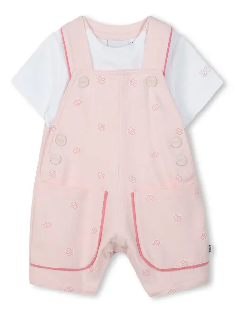 BOSS Kidswear ensemble salopette-t-shirt à logo