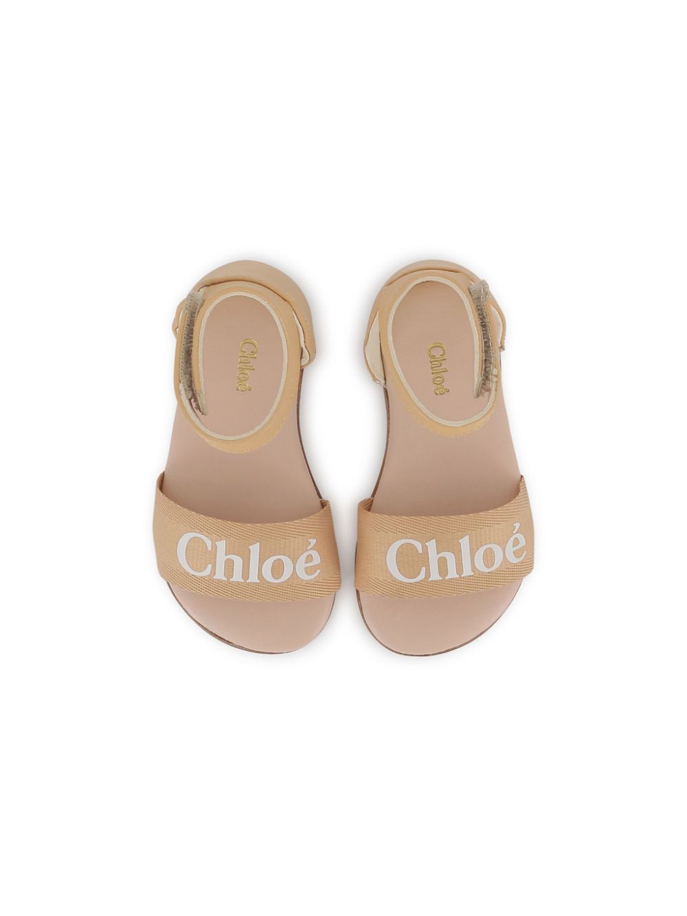 Chloé Kids Sandalen met logoprint Beige