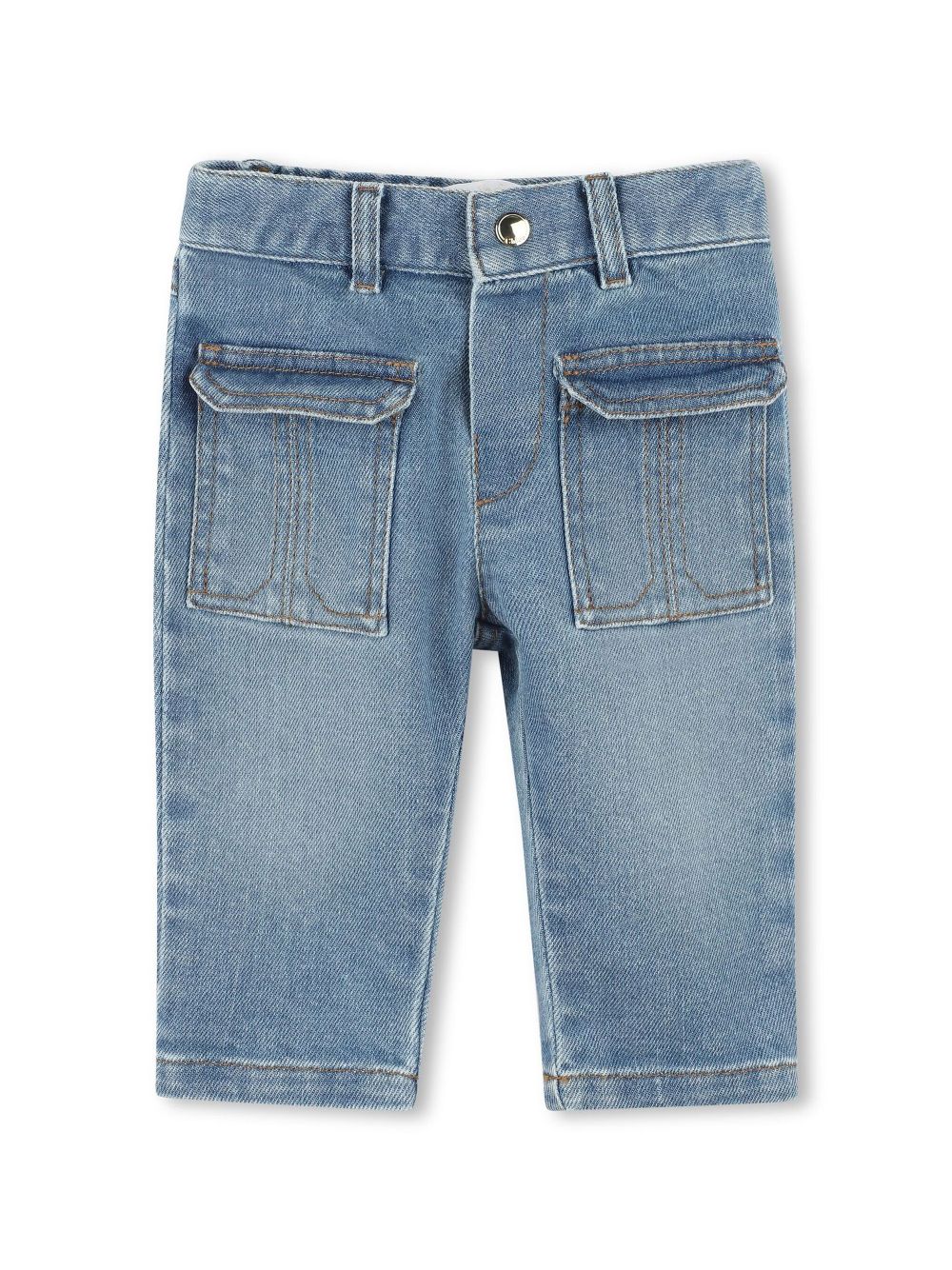 Chloé Kids patch-pocket jeans - Blue