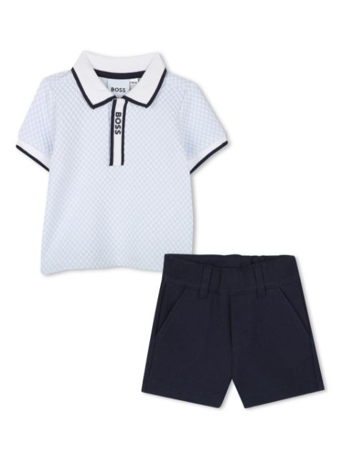 BOSS Kidswear Set aus Poloshirt und Shorts mit Logo-Print