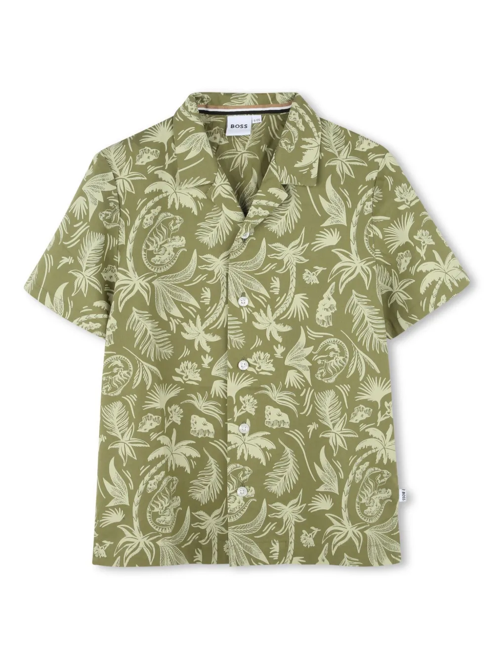 BOSS Kidswear Katoenen shirt met print Groen