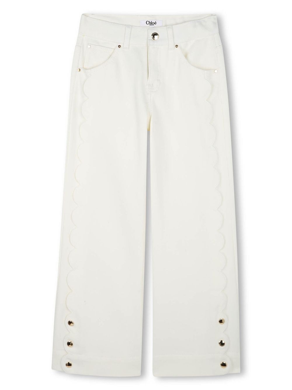 Chloé Kids scallop-edge jeans - White